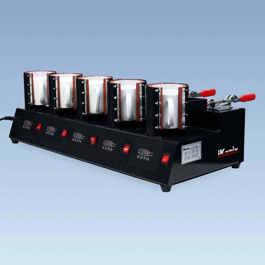 iKonix 5 Mug Heat Press - side view with mugs